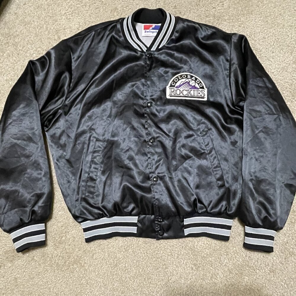 Vintage 90's MLB Colorado Rockies Swingster Satin Jacket Size L Made In USA